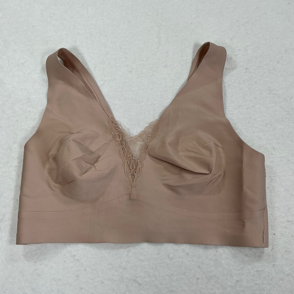 Breezies Seamless Lace Trim V-Neck Bralette Tan 1X A691732
